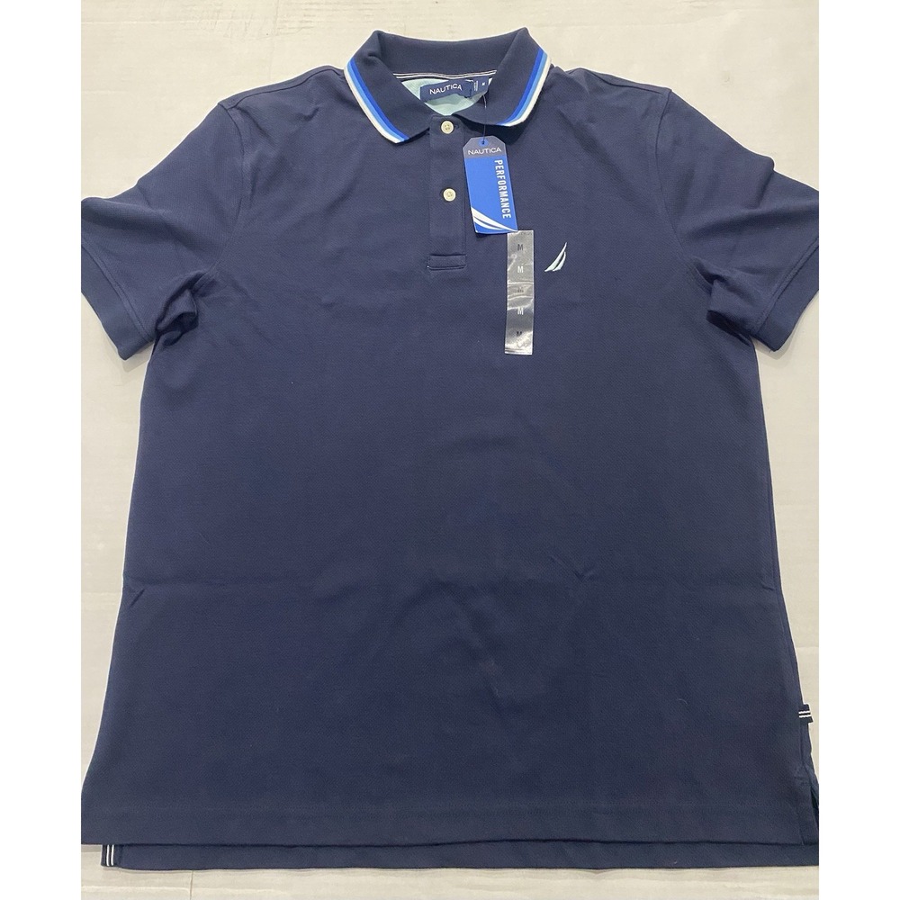 New Nautica Men's Navy Blue Soft Golf Polo Short Sleeve Shirt. Medium. NEW